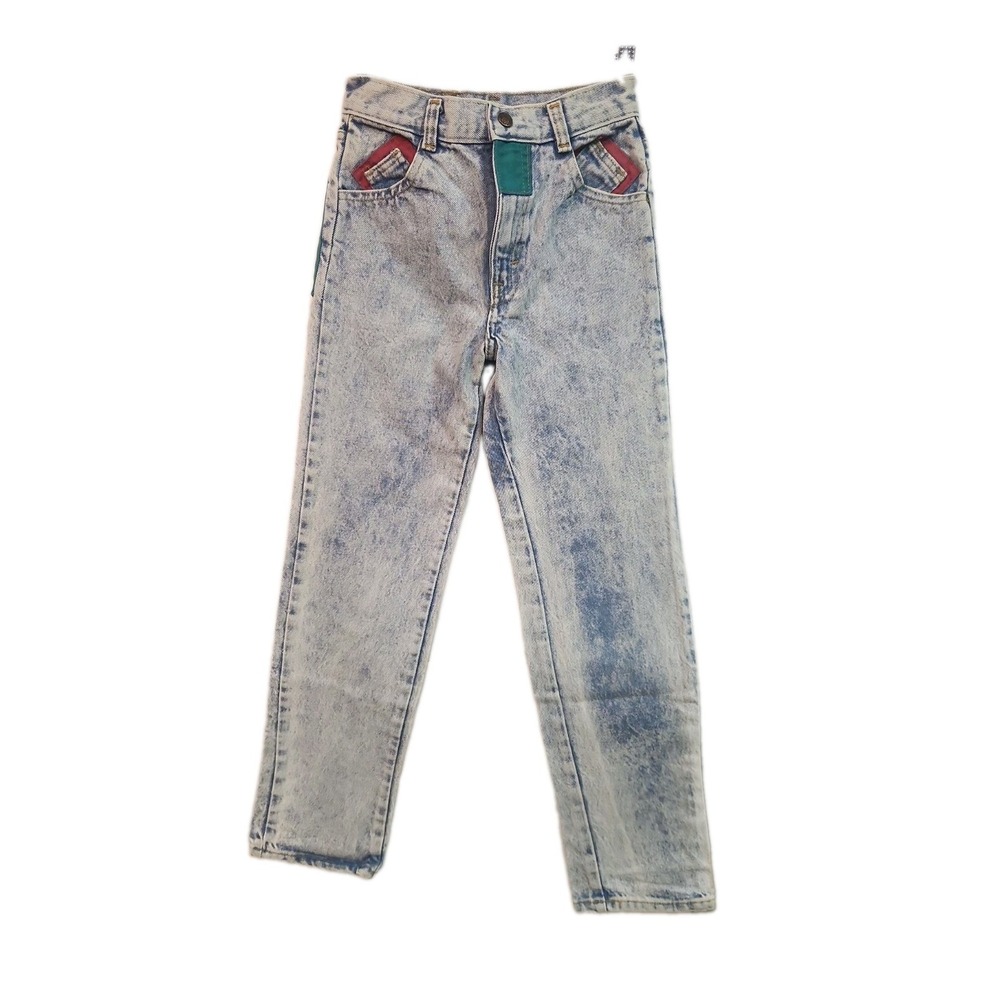 Sears Silver Unicorn Acid Wash Patchwork Mom Jeans 80s VTG XS Sz 10 PLZ READ